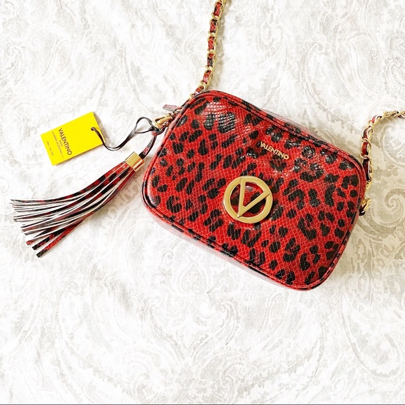 Mario Valentino Handbags - VALENTINO Mia Animalier Leopard Leather Camera Bag